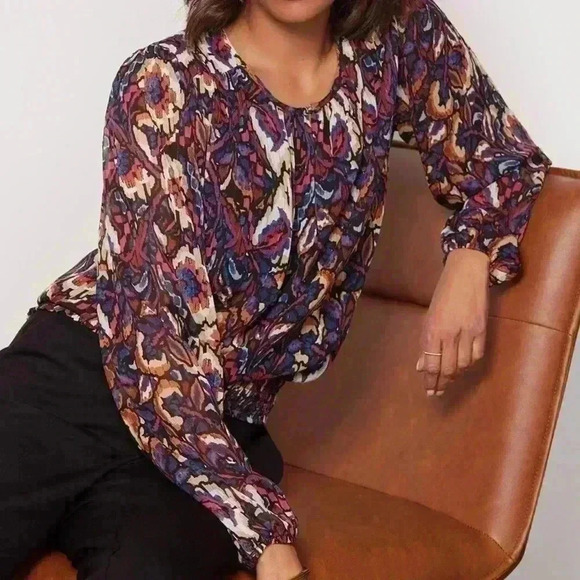 Evereve Stelle Abstract Blouse, Metallic, Holiday, Party Size XS - Picture 1 of 11